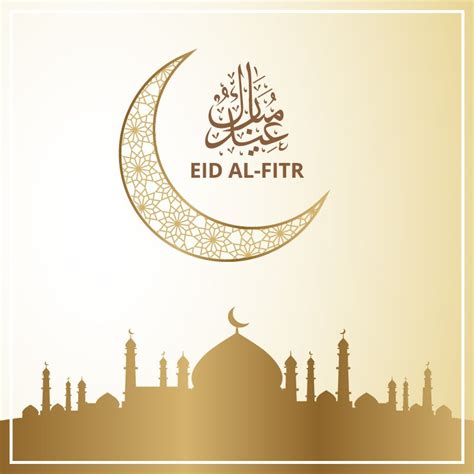 Eid Al Fitr Greeting Card Design Free Vector Download