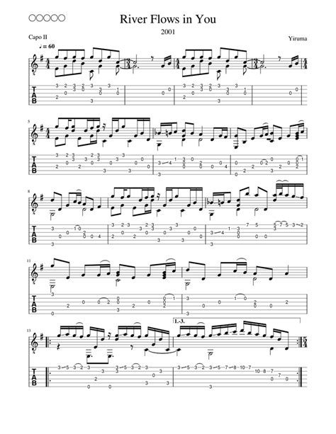 River flows in you sheet music by yiruma. Yiruma - River Flows in You Sheet music for Guitar (Solo) | Musescore.com