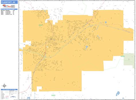 Flagstaff Arizona Zip Code Wall Map Basic Style By