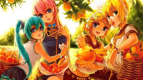 Wallpaper Blonde Long Hair Anime Girls Blue Eyes Short Hair Looking At Viewer Vocaloid