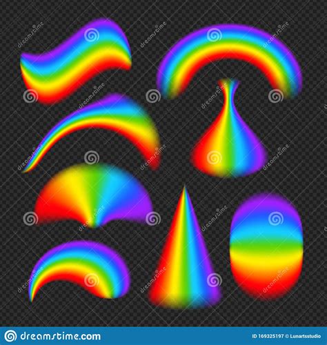 Rainbows In Different Shape Realistic Set Perfect Set Isolated On