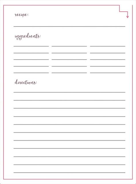 Image Result For Printable Recipe Papers Recipe Cards Template