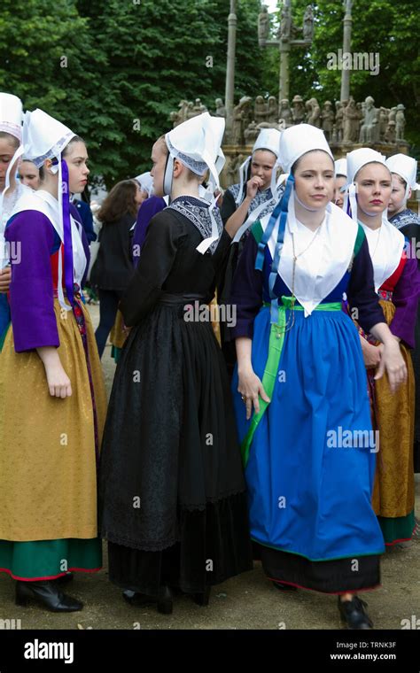 Dancers From Plougastel Daoulas Wearing The Traditional Costume