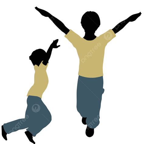 Boy Silhouette In Jumping Pose Outline Boy Silhouette Vector Outline