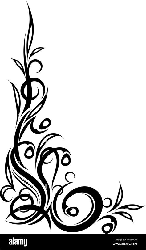 Ornamental Floral Corner Vector Illustration For Your Design Or Tattoo