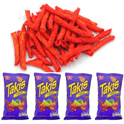 4 Pk Barcel Takis Fuego Hot Chili Pepper Lime Tortilla Chips Spicy