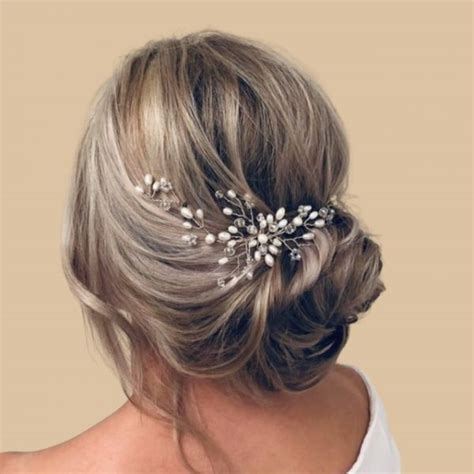 Rebecca Silver Cluster Crystal And Pearl Wedding Hair Vine The