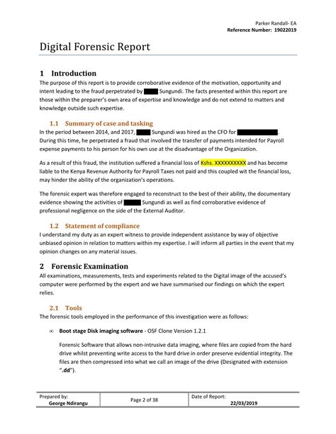 forensic report template