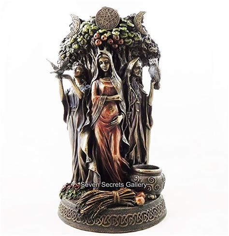 Maiden Mother Crone Statue Figurine Pagan Triple Moon Goddess Altar