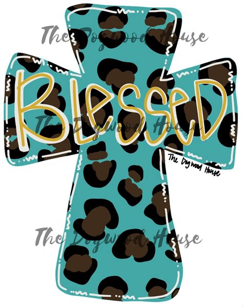 Template Leopard Blessed Cross Doorhanger Printable Template Etsy
