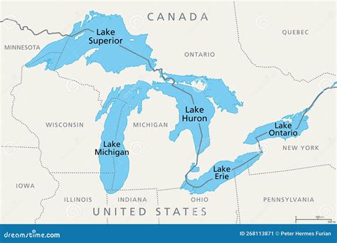 Great Lakes Of North America Series Of Freshwater Lakes Political Map