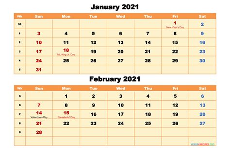 You can now get your printable calendars for 2021, 2022, 2023 as well as planners, schedules, reminders and more. Calendar for January and February 2021 Word, PDF | Free Printable 2020 Monthly Calendar with ...