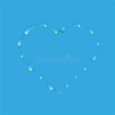 Water Drops In The Form Of Heart On A Blue Background Stock Vector