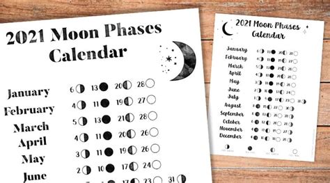 All 12 months of 2021 on a single page. Free Printable 2021 Moon Phases Calendar - Lovely Planner