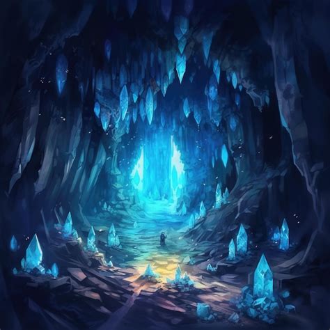 Premium Ai Image Crystal Cave Illustration Background