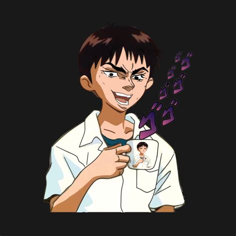 Jojo Evangelion Meme Shinji Holding Cup Jojo T Shirt Teepublic