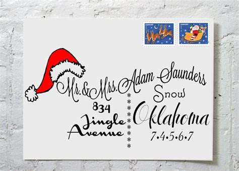 Christmas Card Santa Hat Calligraphy Envelope Addressing Via Etsy
