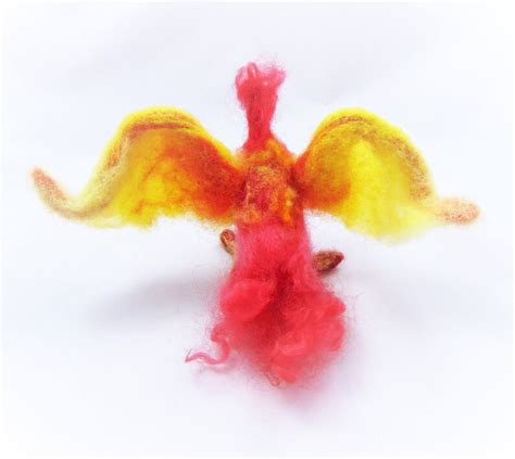 Fire Bird Figurine Felted Phoenix Bird Fantasy Bird Etsy