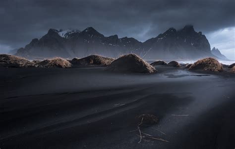 Wallpaper The Sky Grass Clouds Mountains Iceland Vestrahorn