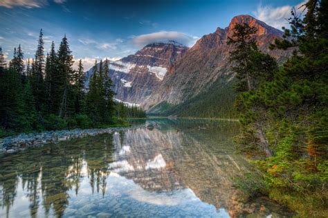 Free Wallpapers Landscape Nature Lake Alberta Forest Canada Lake Cavell
