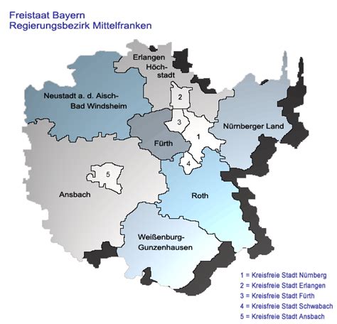 Der bezirk und regierungsbezirk niederbayern liegt im osten von bayern. Regierungsbezirk Mittelfranken