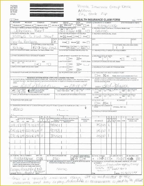 Cms 1500 Claim Form Worksheet