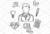 Hand drawn medical items and doctor | How to draw hands, Medical, Doctor