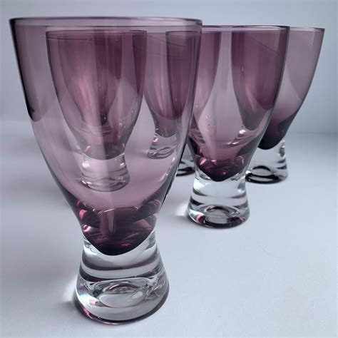 Set Of 6 Amethyst Purple 1970s Drinking Glasses Etsy