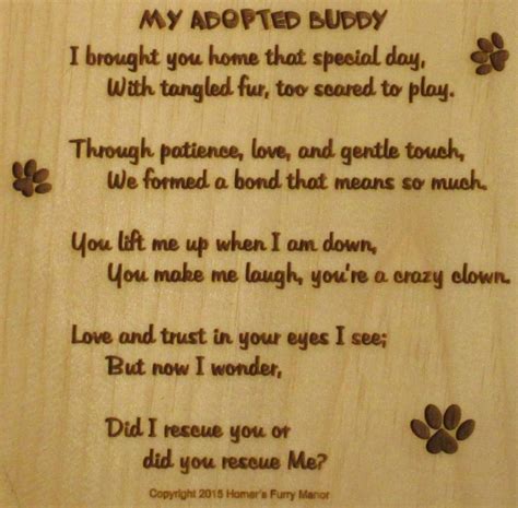 Adopted Rescued Dog Engraved Rectangle Plaque Original Poem Homer