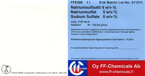 Sodium Sulfate Solution 5 Wv Ff Chemicals