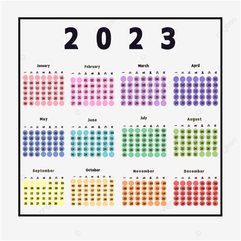 2023 Takvimi Renkli Basit Geometrik Yıllık Takvim 2023 Almanak