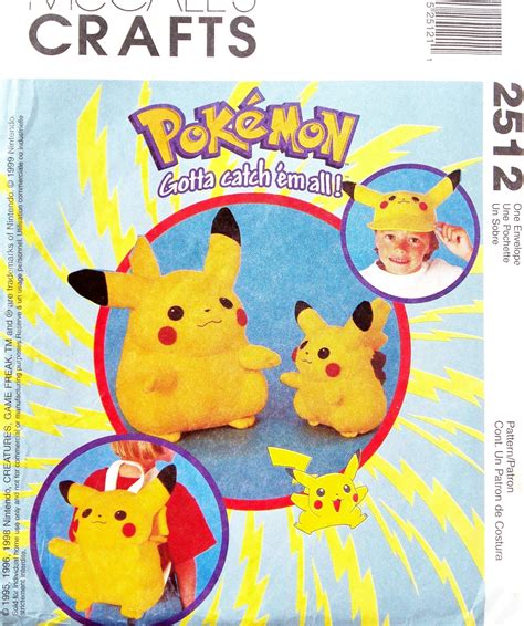 Oop Mccalls Pattern 2512 Childs Pokemon Pikachu