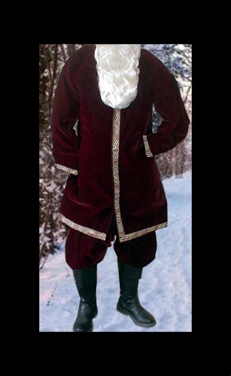 Old World Santa Suit Wine Super Soft Velvet Santa Claus Jacket Coat