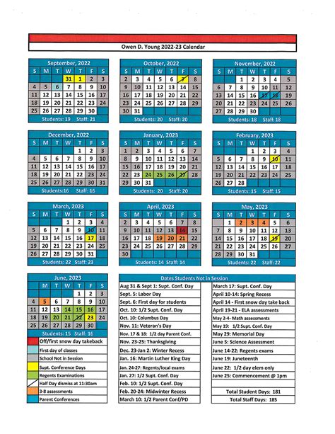 Owen D Young Central School District Calendar 2022 And 2023
