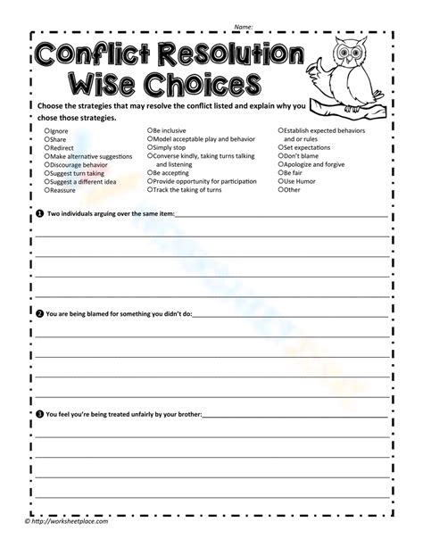 Wise Choices Worksheet