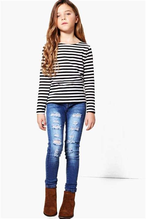 Boohoo Girls All Over Ripped Skinny Jeans Tween Fashion Outfits