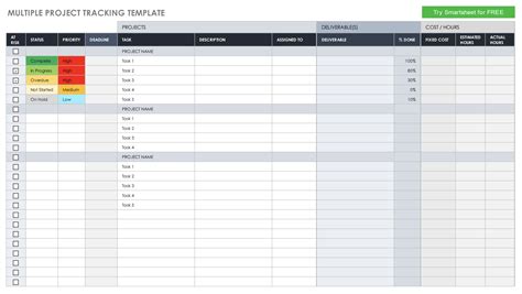 Multiple Project Tracking Template Excel Templates