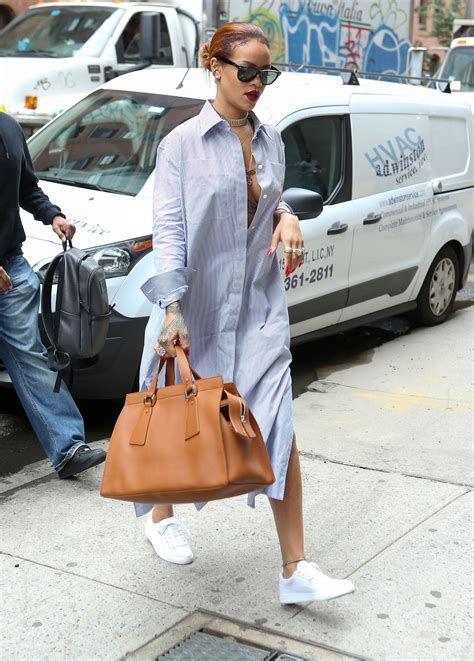 Rihannas Street Style Take On The Summer Shirtdress Vogue