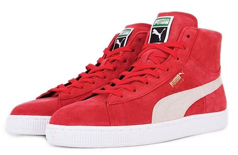 Puma Red White Suede Lace Up Mid Classic High Top Sneakers Shoes New In Box 8