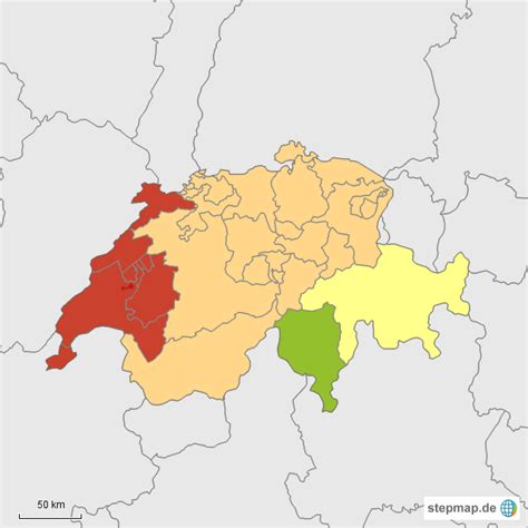 Als landessprachen gelten die vier sprachen deutsch, französisch. StepMap - Schweiz sprache - Landkarte für Schweiz