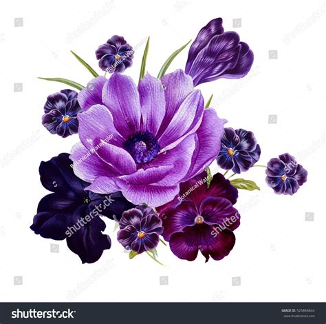 Flores Violetas Ramo De Acuarela Flores Ilustraci N De Stock