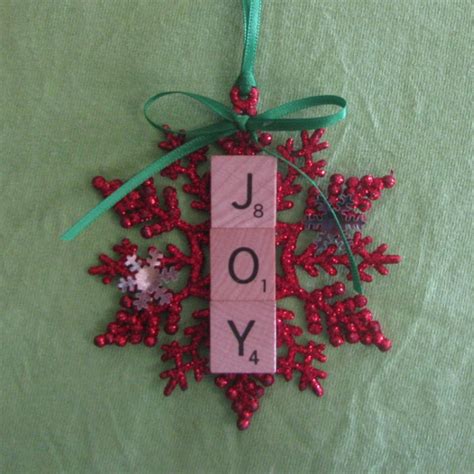 Joy Glitter Snowflake Scrabble Tile Christmas Ornament
