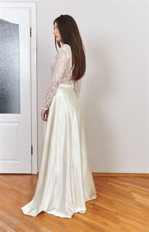Satin Ivory Wedding Skirt Maxi Long Bridal Skirt Satin Ball Etsy