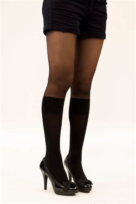 Knee High Mock Stocking Tights With Pinched By Leggsbeautiful