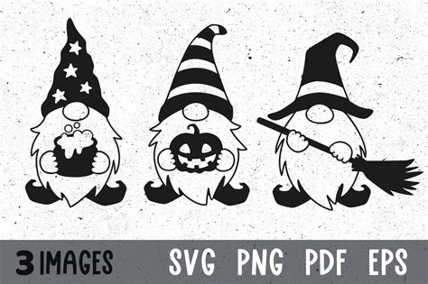 Three Halloween Gnomes Svg Cut Files Gráfico Por Greenwolf Art
