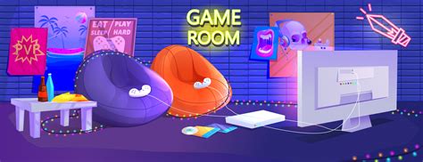 Video Game Room With Comfortable Chairs 357740 Vector Art At Vecteezy