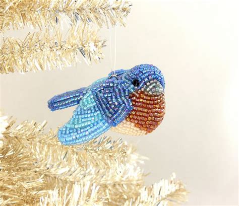 Eastern Bluebird Christmas Ornament Bird Ornaments Beaded Ornaments