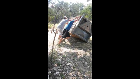 Man Gets Flipped In A Porta Potty With A Bobcat Youtube