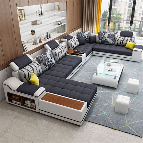 Luxury Dubai Home Living Room Furniture Pure Leather Slide Sofa China