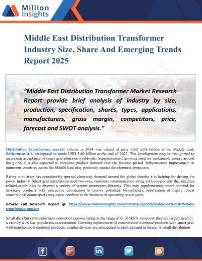Middle East Distribution Transformer Industry Consumption Export